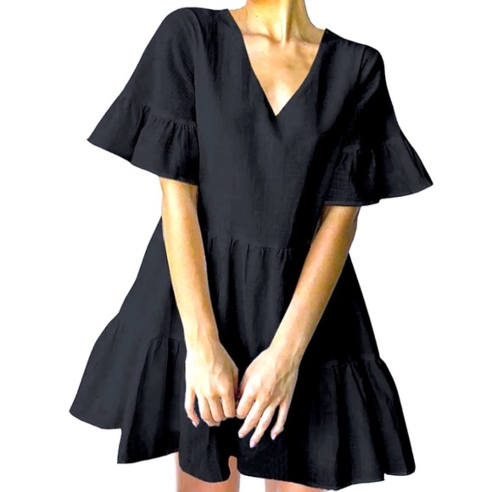 Cute shift dress    FANCYINN Short Sleeve Loose Fit Ruffle Babydoll‎ Dress